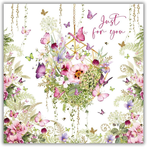 Female Birthday Card - General Card for Women - Butterflies and Flower Terrarium with Embossed Foil Finish - Eco-Friendly and Recyclable