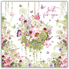 Female Birthday Card - General Card for Women - Butterflies and Flower Terrarium with Embossed Foil Finish - Eco-Friendly and Recyclable