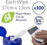 AF Anti Static Screen Cleaning Wipes - Pre-moistened cleaner for Computer, laptop, TV, Tablets, Keyboards, Phone and Other Delicate Surfaces - Tub of 100 SCR100T