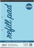 Rhino Blue Paper Refill Pad 8mm Lines + Margin A4 50 Leaf 100 pages (Pack of 6)