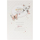 Elegant 3D Butterflies with Gold Foil Design Wife Anniversary Card
