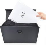Rapesco 1555 19-Part Expanding Box File Document Organiser, A4+ Expanding Folder with Tabs, Black