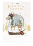 Deer snow globe Daughter & Son In Law Christmas Card