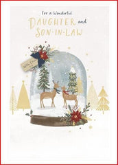 Deer snow globe Daughter & Son In Law Christmas Card