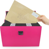 Rapesco 1554 19-Part Expanding Box File Document Organiser, A4+ Expanding Folder with Tabs, Hot Pink
