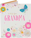 Grandma Birthday Card – Elegant Flower & Butterfly Design with Gold Foil and 3D Detailing
