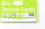 5x3" 100% Recycled Flash Cards - Lined (100 Cards) White