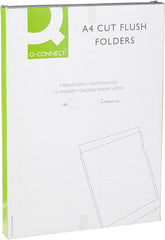 2 x Q Connect A4 Clear Cut Flush Folder (Pack of 100)