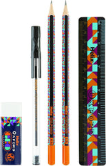 GEO Student Geometry Set – Orange | 9-Piece Maths Tool Kit for School & Exams