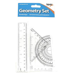 4 Piece Medium Geometry Set – Ruler, Protractor, Set Squares | Essential Math Tools