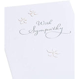 Sympathy Bereavement Card - Pure White with 2D Flowers and Pearl Detail Silver Foil Lettering