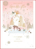 deer snow globe-Granddaughter Christmas Card