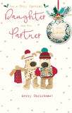 Boofle Holding Gifts Daughter & Partner Christmas Card