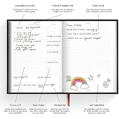 Ohh Deer Daily Planner Notebook A5-288 Page Undated Organiser Journal Notebook - To Do Book, Hourly Schedule Planner, Notes Page - A5 Undated Diary for New Job or University - Sea Teal