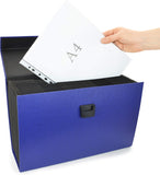 Rapesco 1553 19-Part Expanding Box File Document Organiser, A4+ Expanding Folder with Tabs, Blue