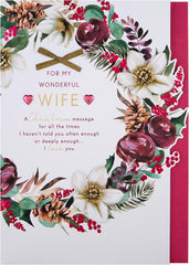 Traditional Wreath and Verse Design Wife Boxed Christmas Card