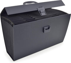 Rapesco 1555 19-Part Expanding Box File Document Organiser, A4+ Expanding Folder with Tabs, Black