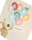 Boofle Holding Thank You Lettering Balloons Card