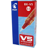 2 x Pilot V5 Liquid Ink Rollerball 0.5 mm Tip Red