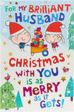 Cartoon Couple and Scene Christmas Card