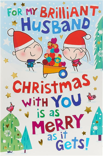 Cartoon Couple and Scene Christmas Card
