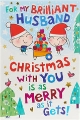 Cartoon Couple and Scene Christmas Card