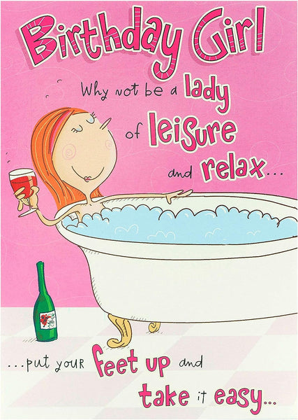 Lady of Leisure Humorous Giggles Girl Birthday Card