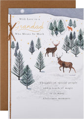 Grandad Traditional Reindeer & Winter Scene Illustration Christmas Card