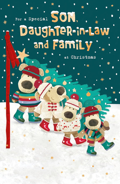 Boofle Embellished Son & Daughter-in-Law & Family Cute Christmas Greeting Card 771222