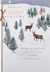 Grandad Traditional Reindeer & Winter Scene Illustration Christmas Card