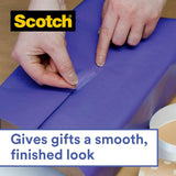 Scotch Gift Wrap Tape, 1 Roll on Handheld Dispenser, 19 mm x 15 m – Satin-Finish Clear Sticky Tape to Use on Gift Wrapping Paper