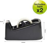 Rapesco 500 Heavy Duty Tape Dispenser & 2 x Tape Rolls - Black