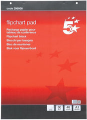 5 Star Office Flipchart Pad Perforated 40 Sheets A1 Plain (Pack of 5)