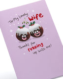 UK Greetings Christmas Card for Wife - Fun Puddings Design
