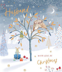 Husband Gold Foiled Owls Christmas Card