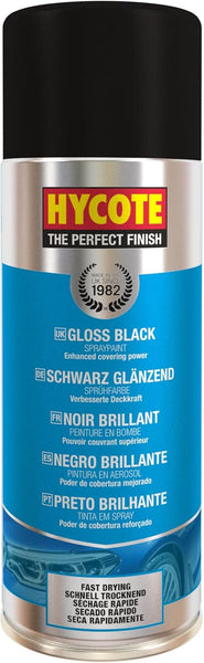 Hycote Fast Drying Aerosol Car Spray Paint, Gloss Black, 400 ml