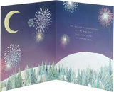 Couple Sitting On Half Moon New Year Christmas Card