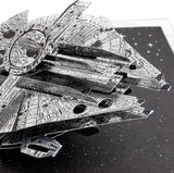 3D and Pop-Up Star Wars Millennium Falcon Space Themed Silver Birthday Card