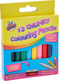 10 Chunky Half-Size Colouring Pencils with Sharpener | Easy Grip for Kids & Toddlers