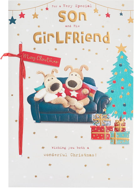 Boofle Embellished Special Son & His Girlfriend Cute Christmas Greeting Card
