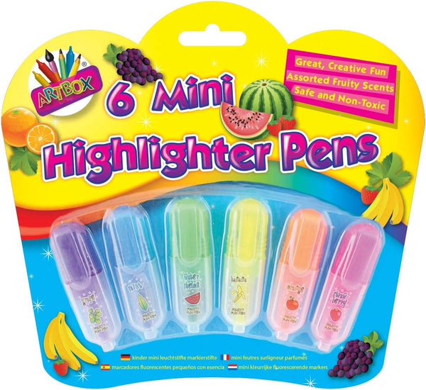 6 Scented Mini Highlighters – Fun Fruity Scents | Colourful & Compact for School & Notes