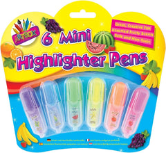 6 Scented Mini Highlighters – Fun Fruity Scents | Colourful & Compact for School & Notes