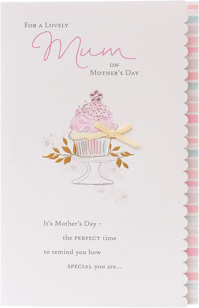 UK Greetings Mother's Day Card With Envelope - Cupcake Design, Pale