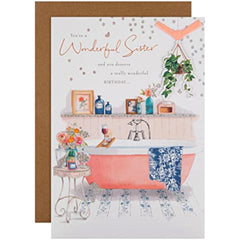 Hallmark Birthday Card Sister - Classic Lucy Cromwell Illustrated Design