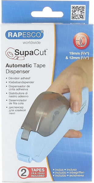 Rapesco 1442 SupaCut Tape Dispenser with 2 Tape Rolls, Powder Blue