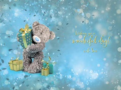 Teddy 30th Bear Holding Gift