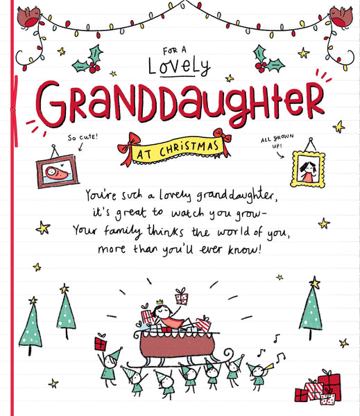 Santa On A Sleigh For Lovely Grand Daughter Christmas Card