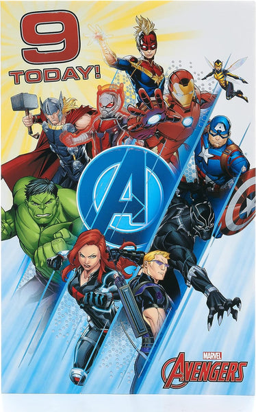 Marvel Avengers 9th Birthday Card with Badge