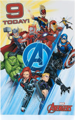 Marvel Avengers 9th Birthday Card with Badge