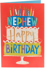 Nephew Happy Birthday Card Cake with Candles